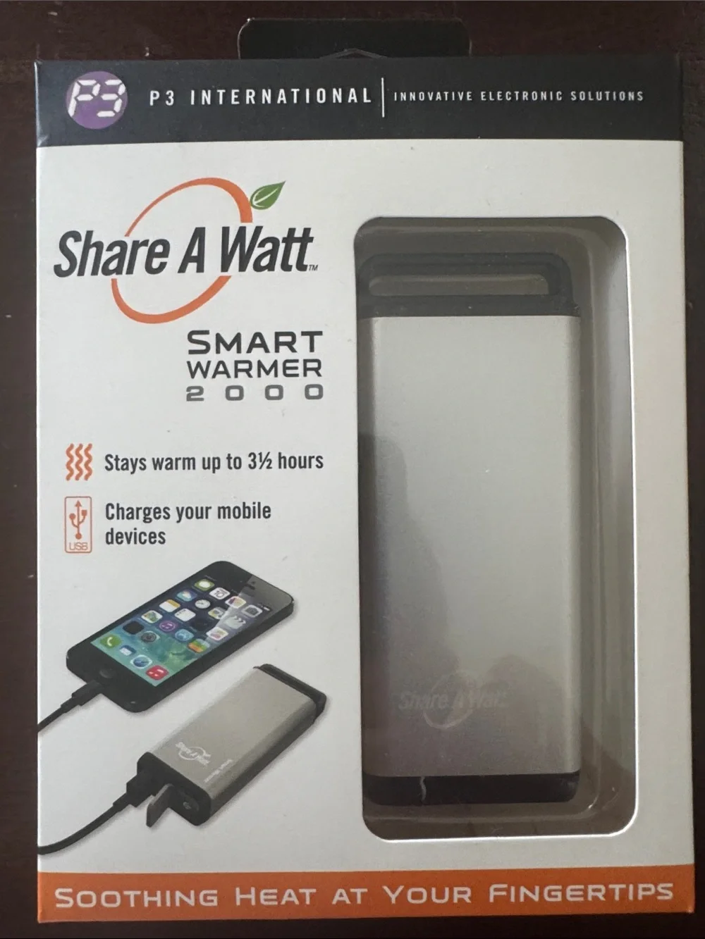 Share A Watt Smart Warmer 2000 NIB Portable Hand Warmer & Charger - Silver